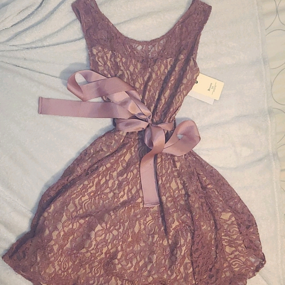 Dark mauve lace dress